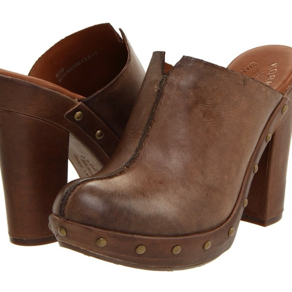 Kork-Ease Brown Platform Clog Heels 9